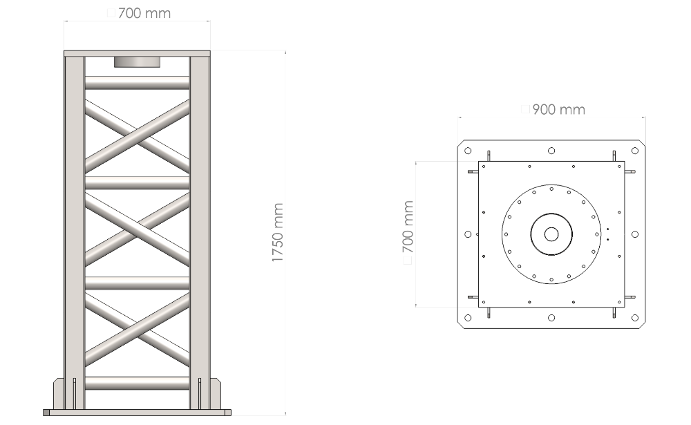 C400-HEAVY pier for concrete base: dimensions