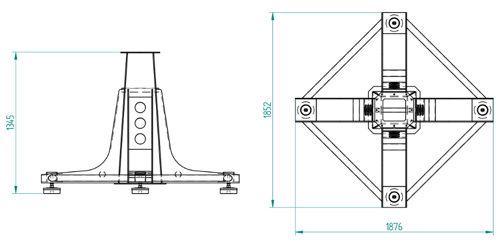 C106-HEAVY-F pier with legs: dimensions (mm)